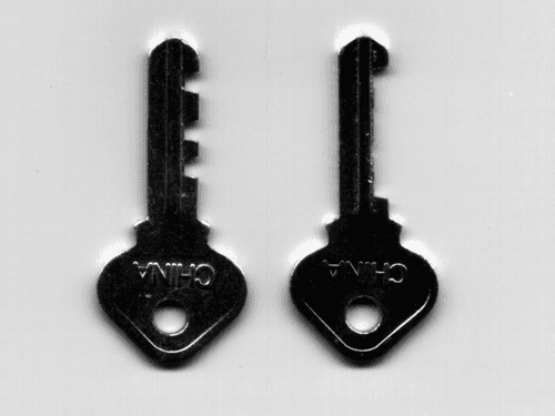 An ornate antique skeleton key with clover-shaped bow, on a fine gold chain